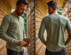 The New Elder Henley Shirt Army Green