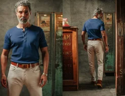 The New Elder Henley Short Sleeve Shirt Indigo