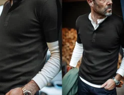 The New Elder Henley Short Sleeve Shirt Black