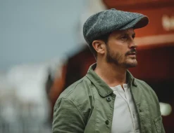 Thompson Baker Boy Hat- Grey Herringbone