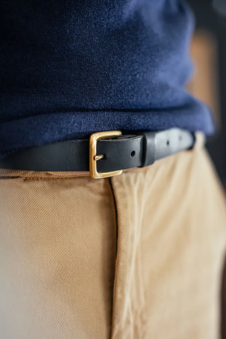 Virgil Thin Black Leather Belt