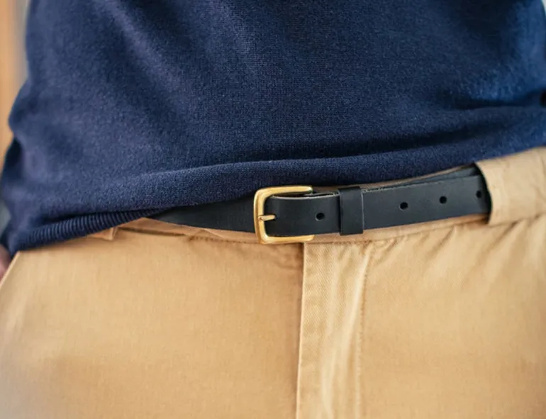 Virgil Thin Black Leather Belt