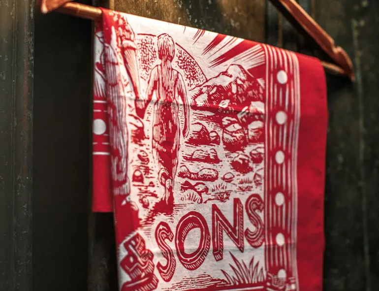 Woodcut Bandana Red