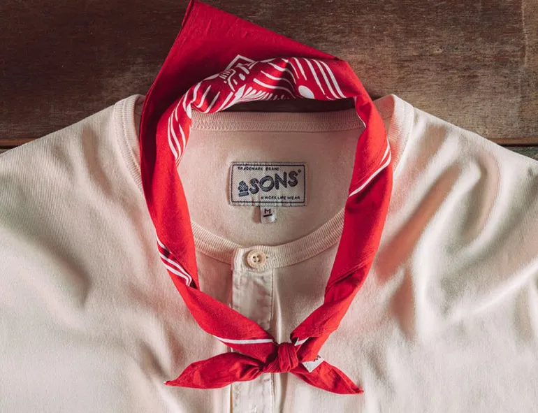 Woodcut Bandana Red